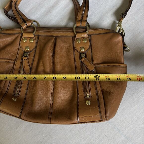 Etienne Aigner Jessie Satchel Bag Honey Lehny Leather Purse #80126 - Picture 6 of 10